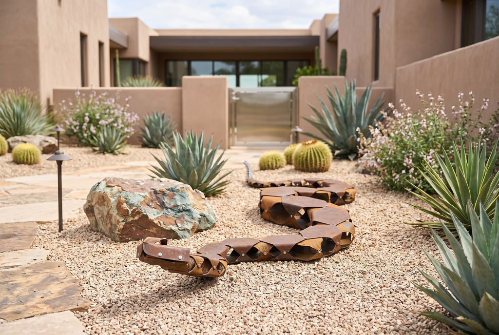 Large-Scale Articulated Rattlesnake Sculpture by The Rusted Desert