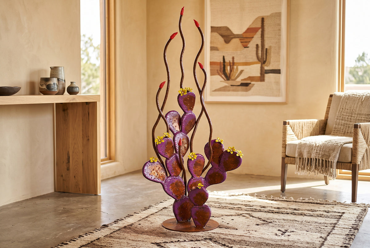 Steel Prickly Pear + Ocotillo Sculpture by The Rusted Desert