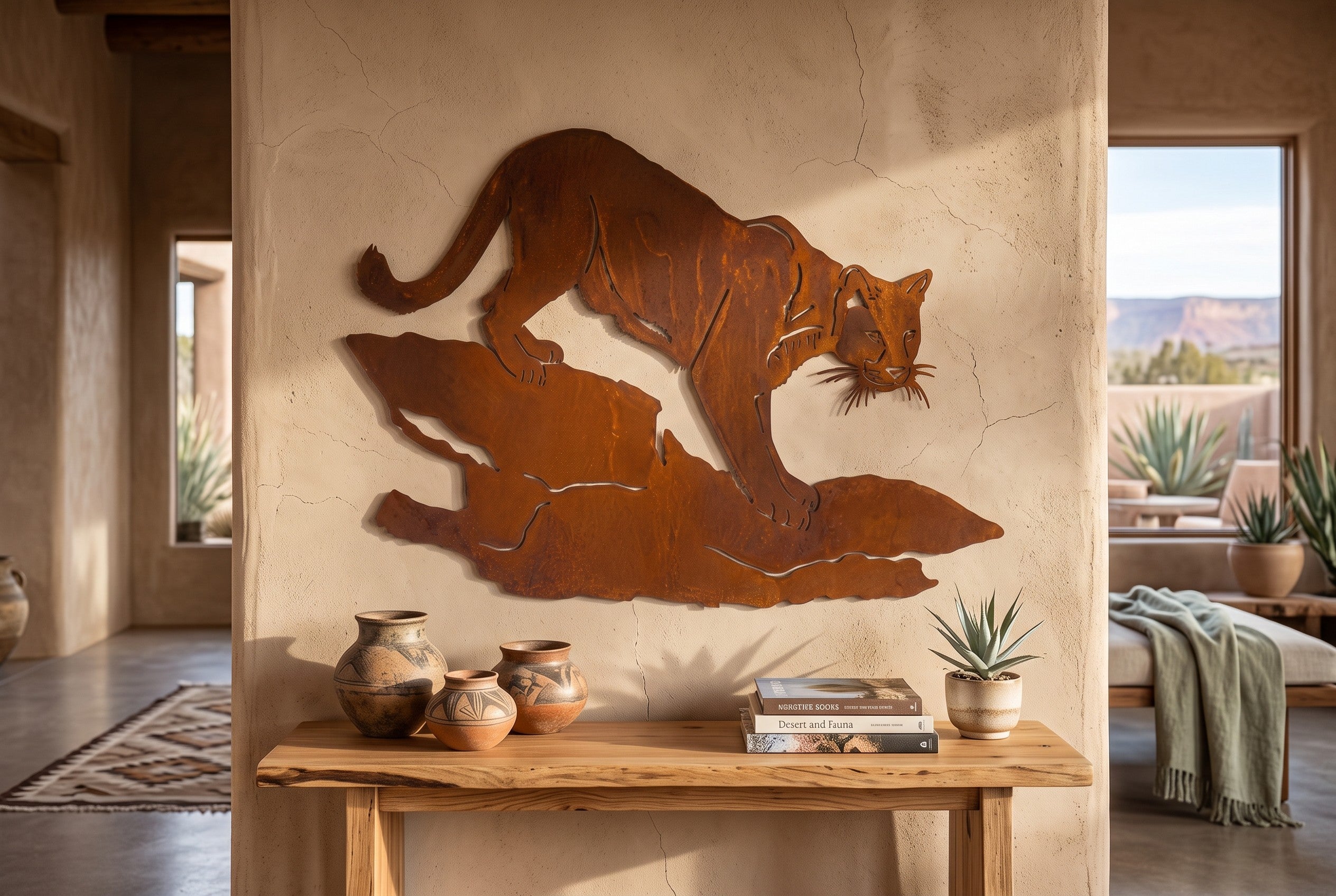 Rusted Steel Mountain Lion Wall Art