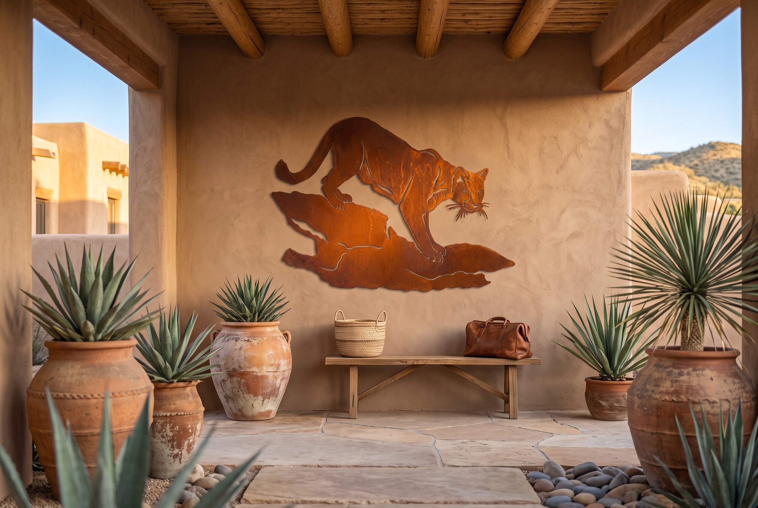 Rusted Steel Mountain Lion Wall Art