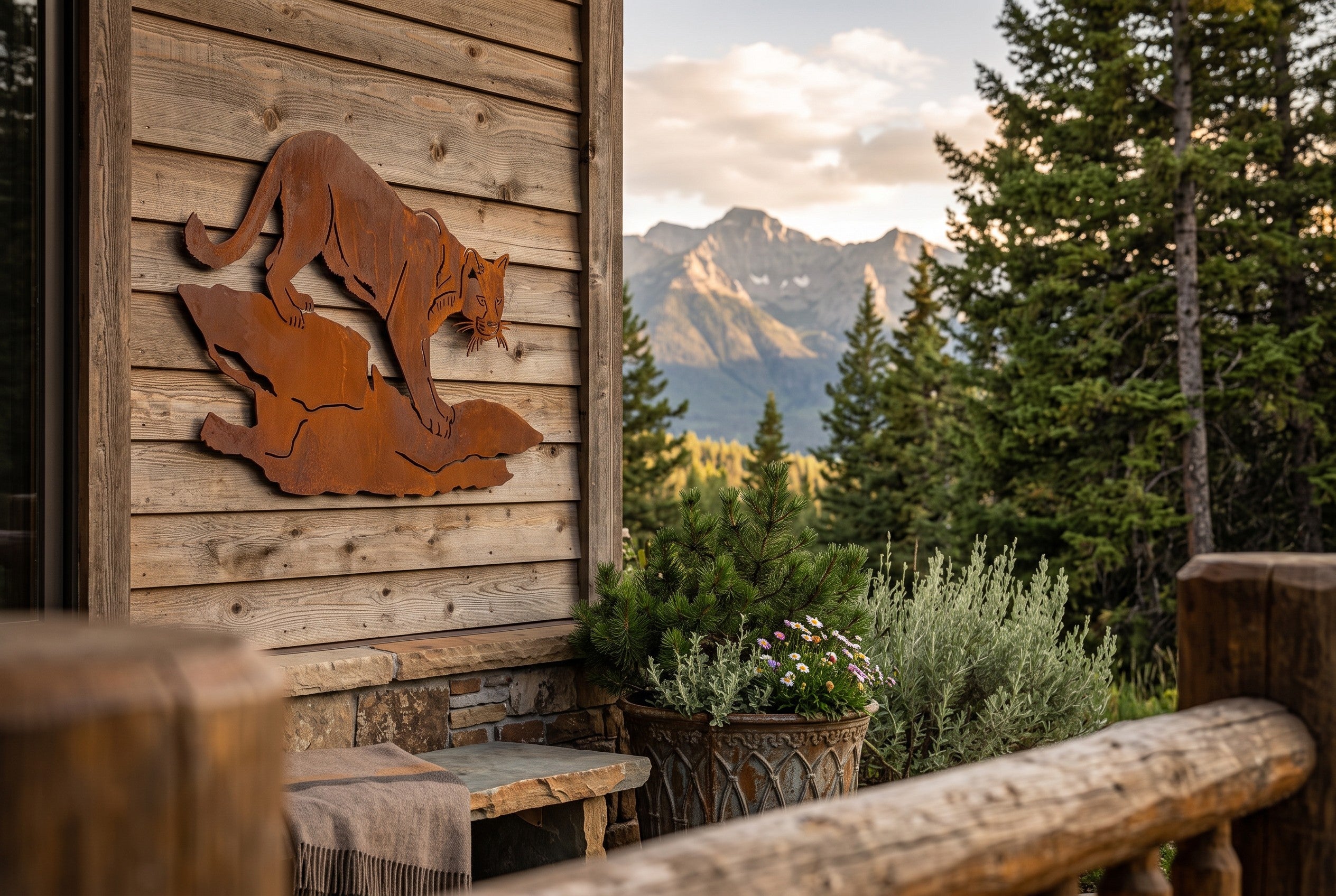 Rusted Steel Mountain Lion Wall Art