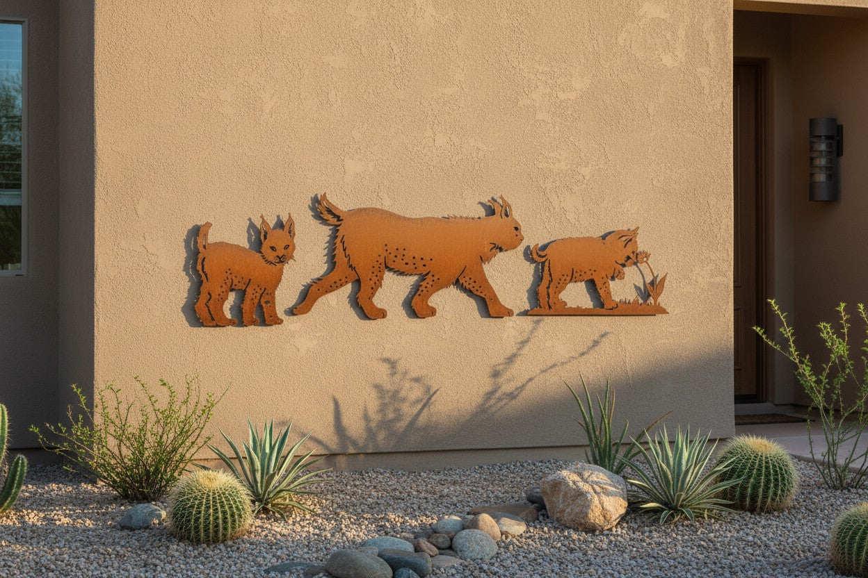 Rusted Bobcat Family Wall Art Set
