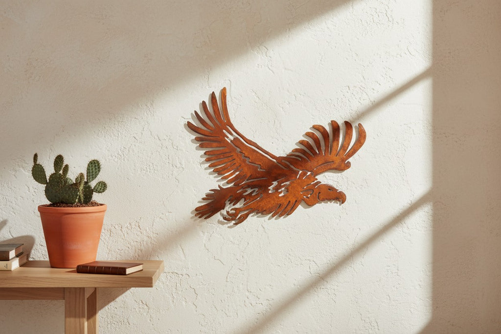 Rusted Metal Vulture Wall Art