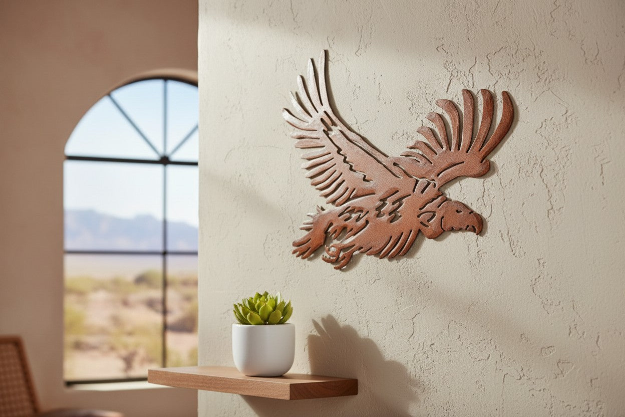 Rusted Metal Vulture Wall Art