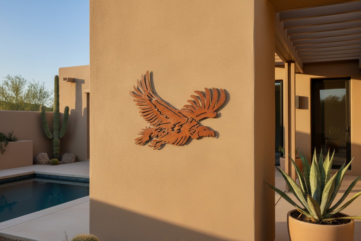 Rusted Metal Vulture Wall Art