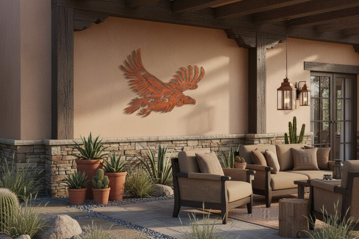 Rusted Metal Vulture Wall Art