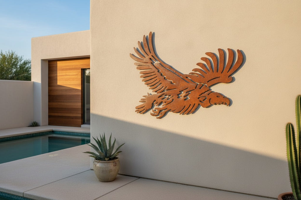 Rusted Metal Vulture Wall Art
