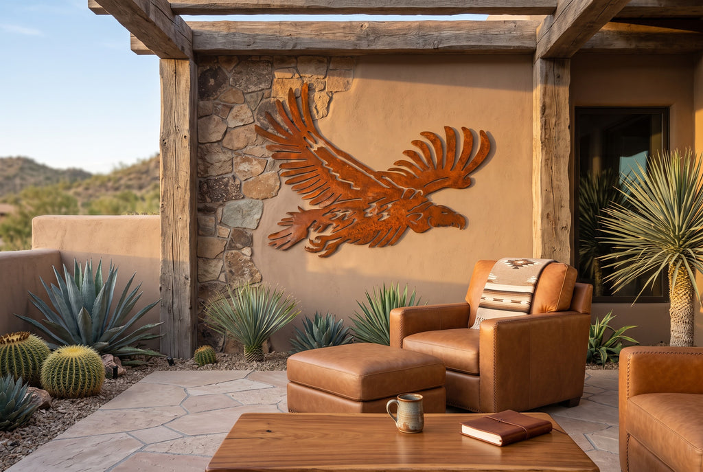 Rusted Metal Vulture Wall Art