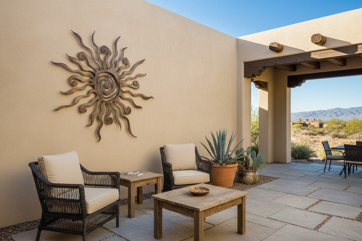 Rusted Steel Spiral Sun Wall Art