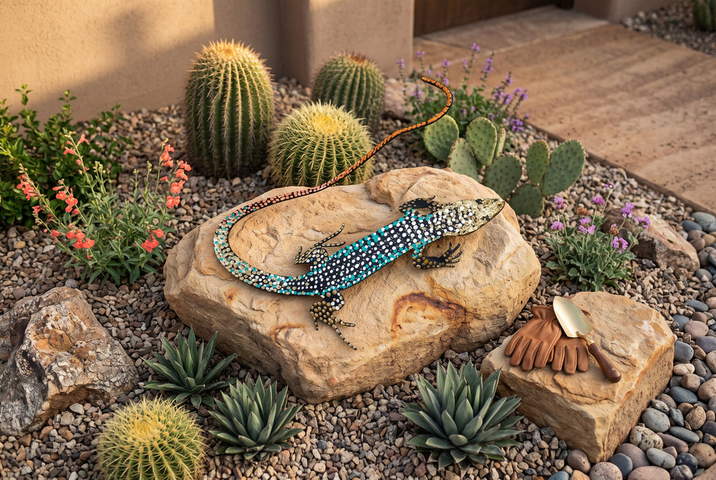 Hand-Painted Whiptail Lizard Sculpture