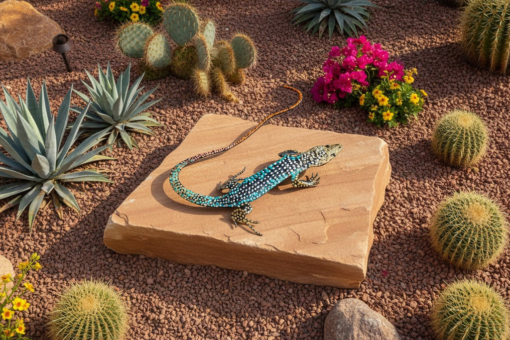 Hand-Painted Whiptail Lizard Sculpture