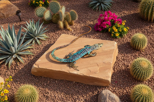 Hand-Painted Whiptail Lizard Sculpture