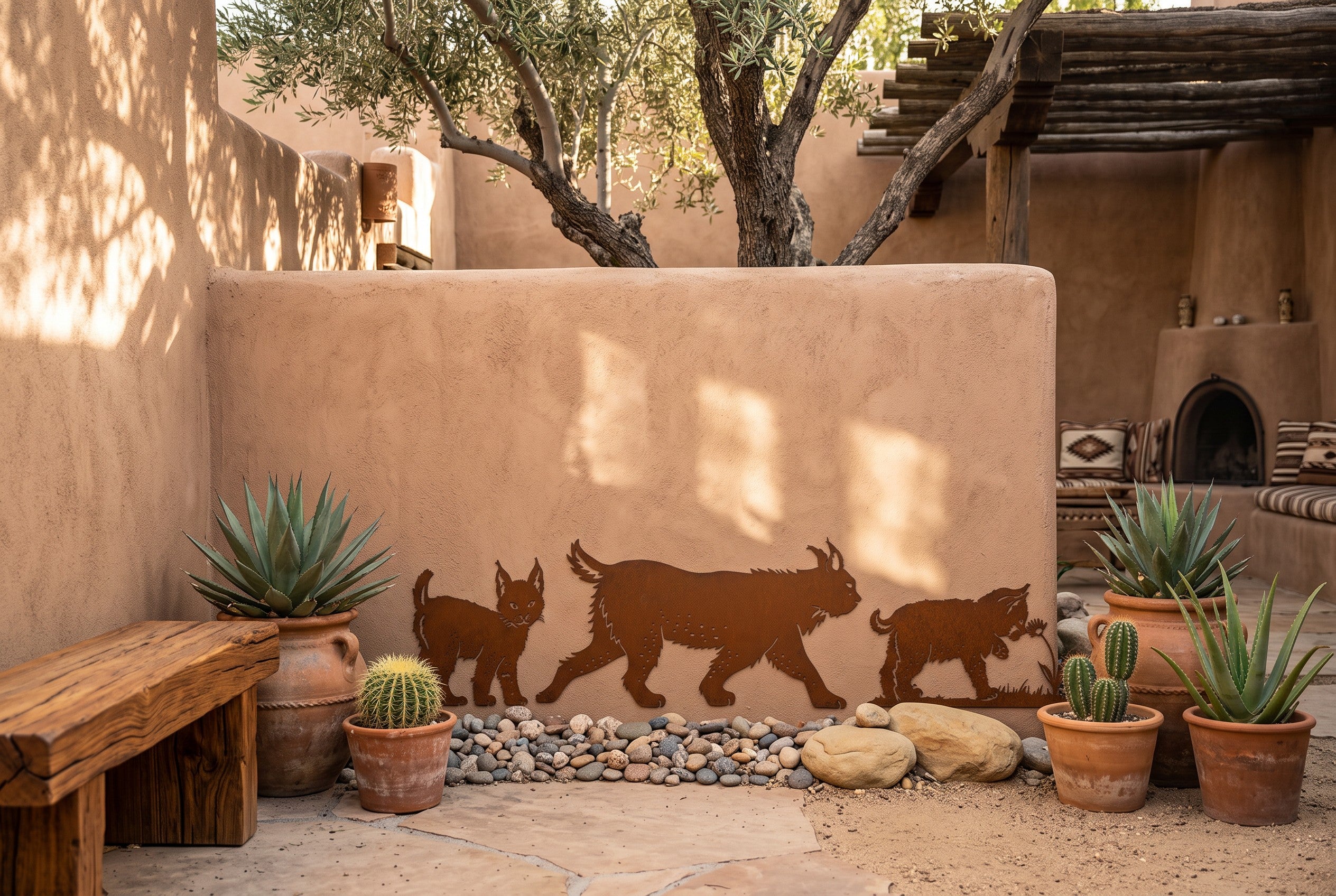 Rusted Bobcat Family Wall Art Set