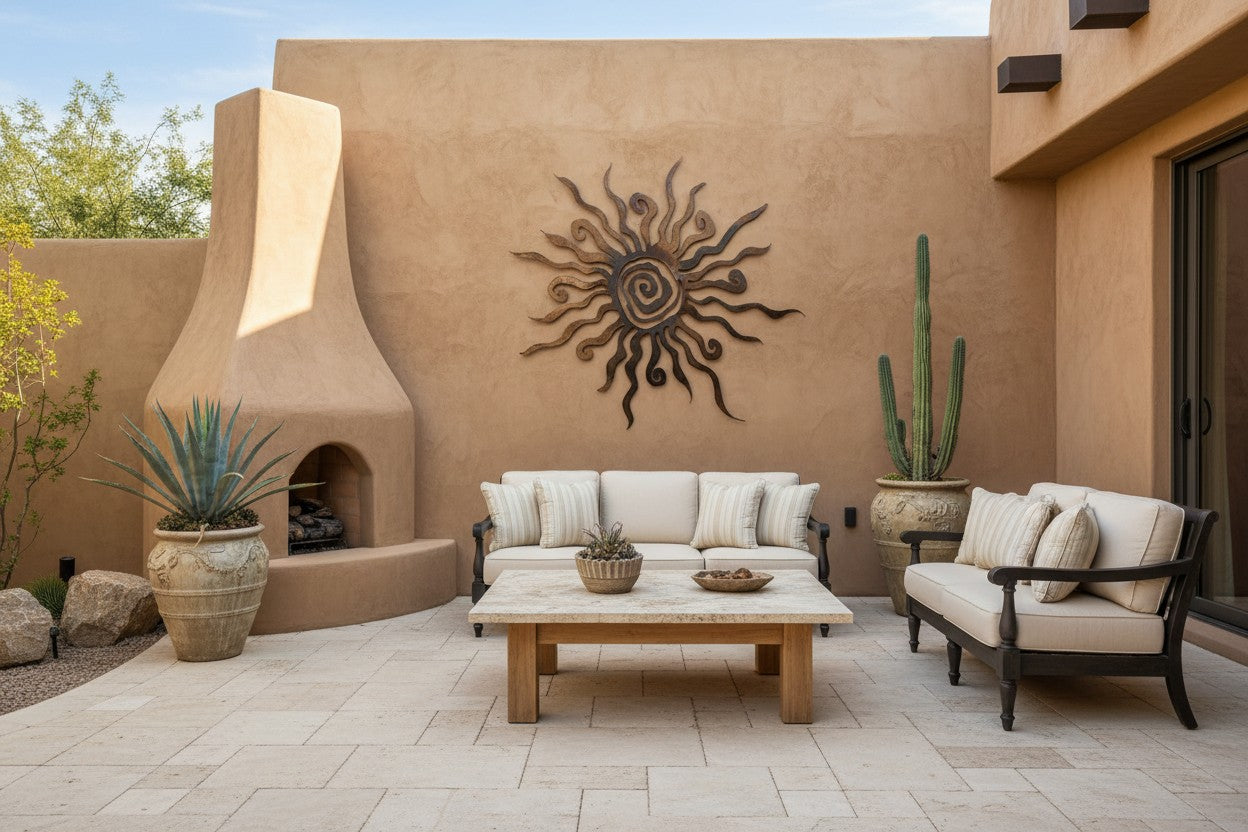 Rusted Steel Spiral Sun Wall Art