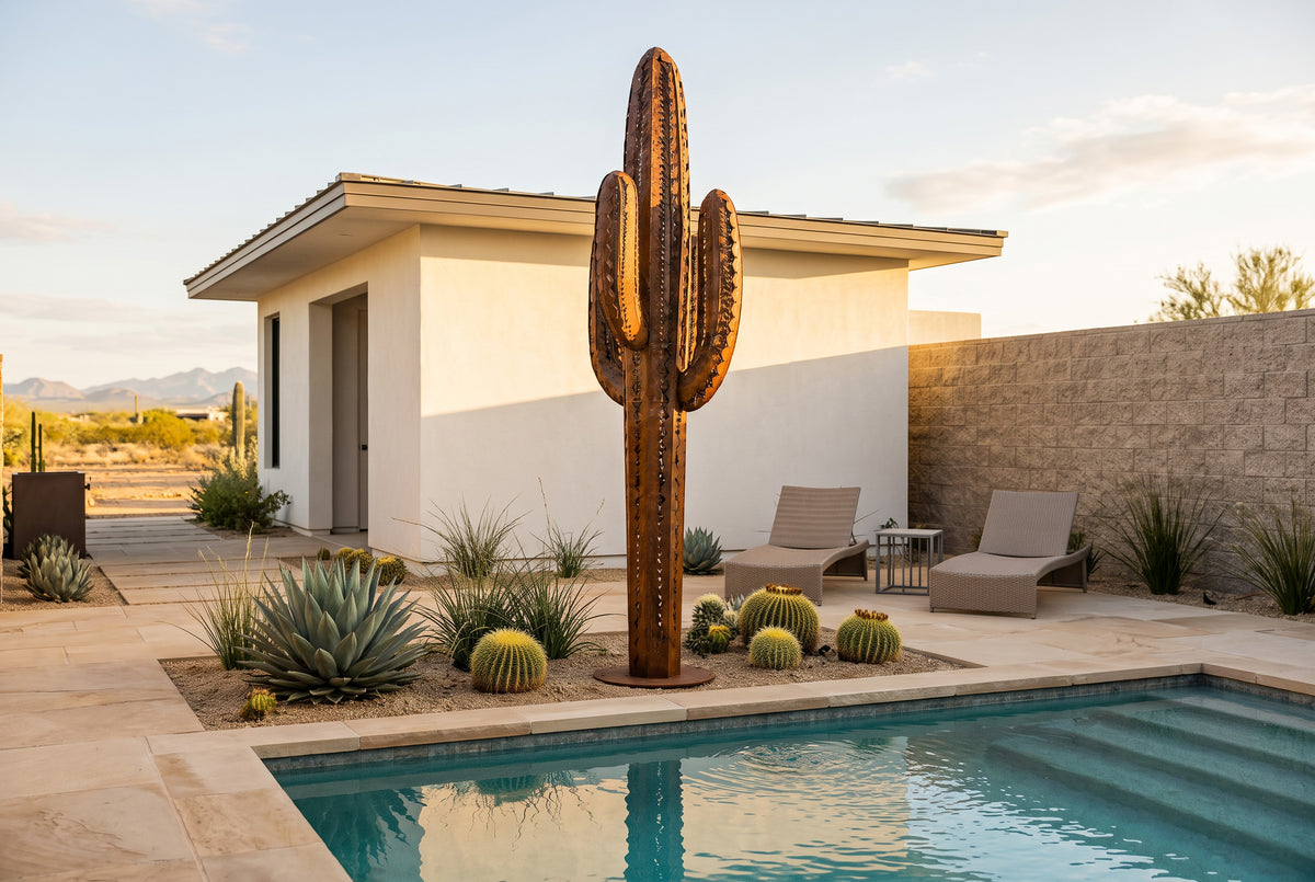 Large-Scale Steel Saguaro Sculpture by The Rusted Desert