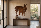 Rusted Steel Doe and Fawn Wall Art