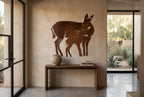 Rusted Steel Doe and Fawn Wall Art