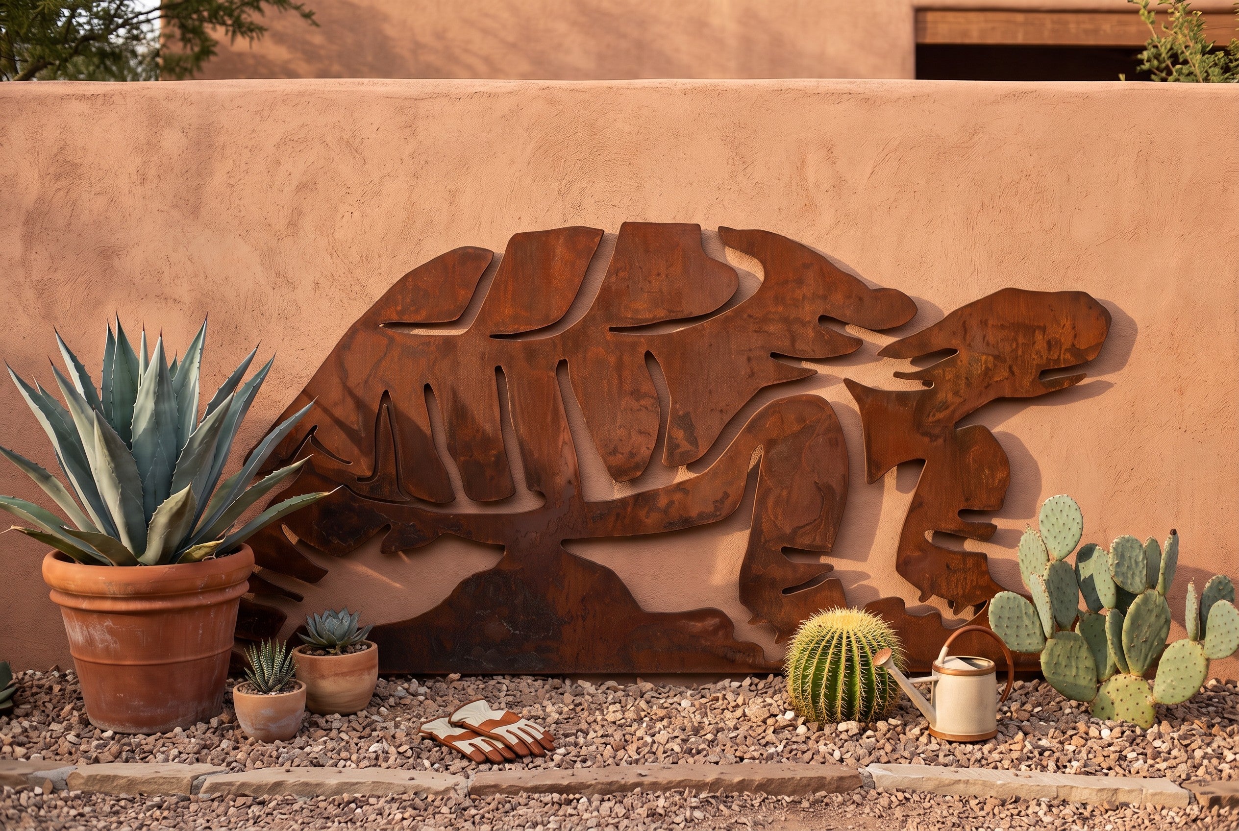 Rusted Steel Tortoise Family Wall Art