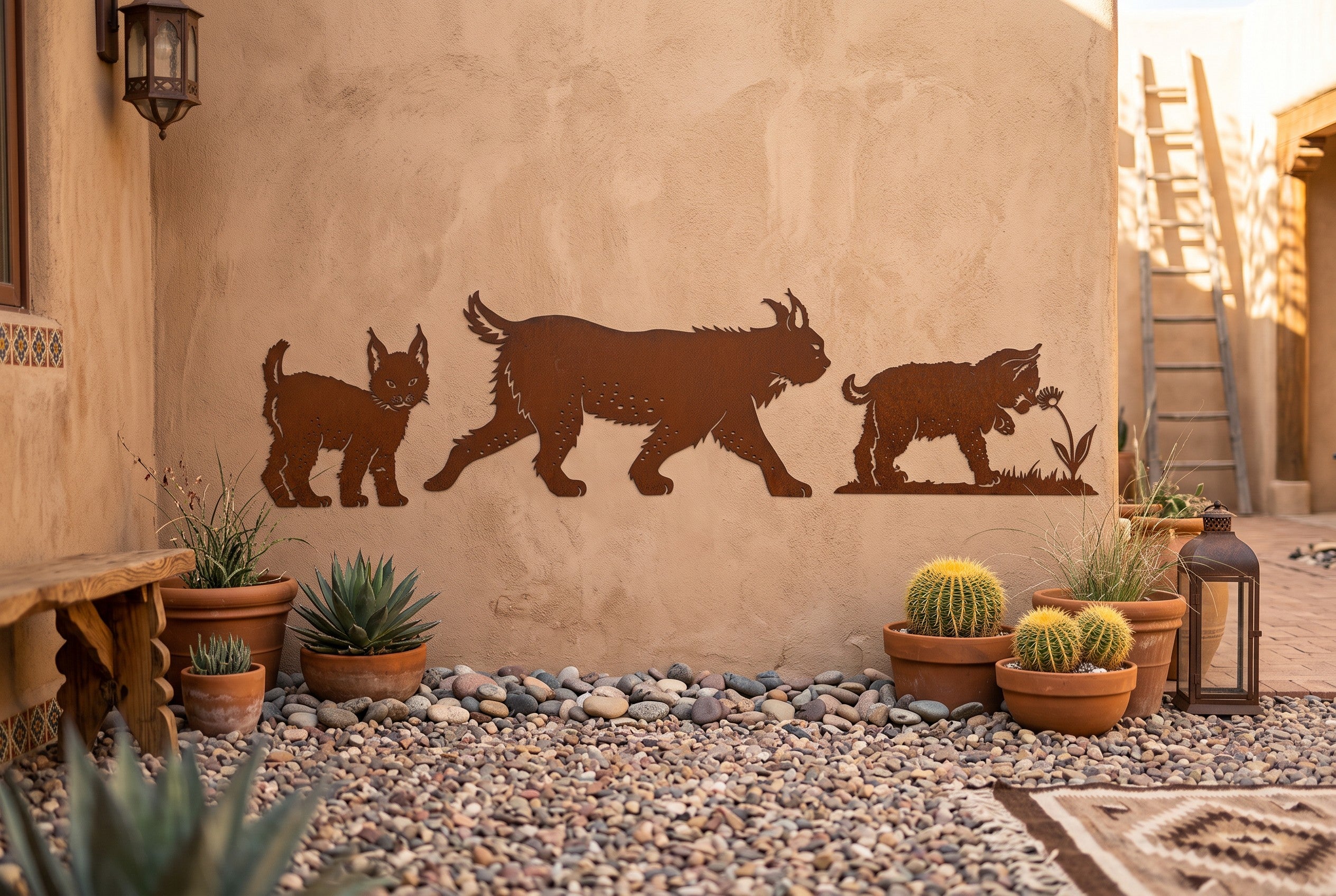 Rusted Bobcat Family Wall Art Set