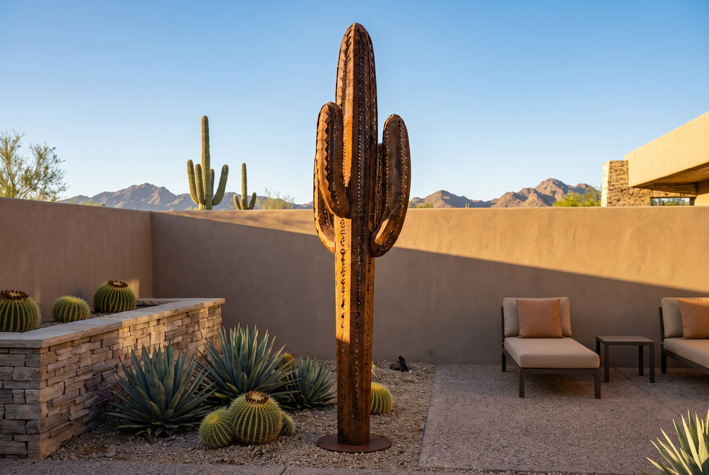 Large-Scale Steel Saguaro Sculpture by The Rusted Desert