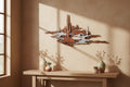 Dimensional layered steel saguaro wall art