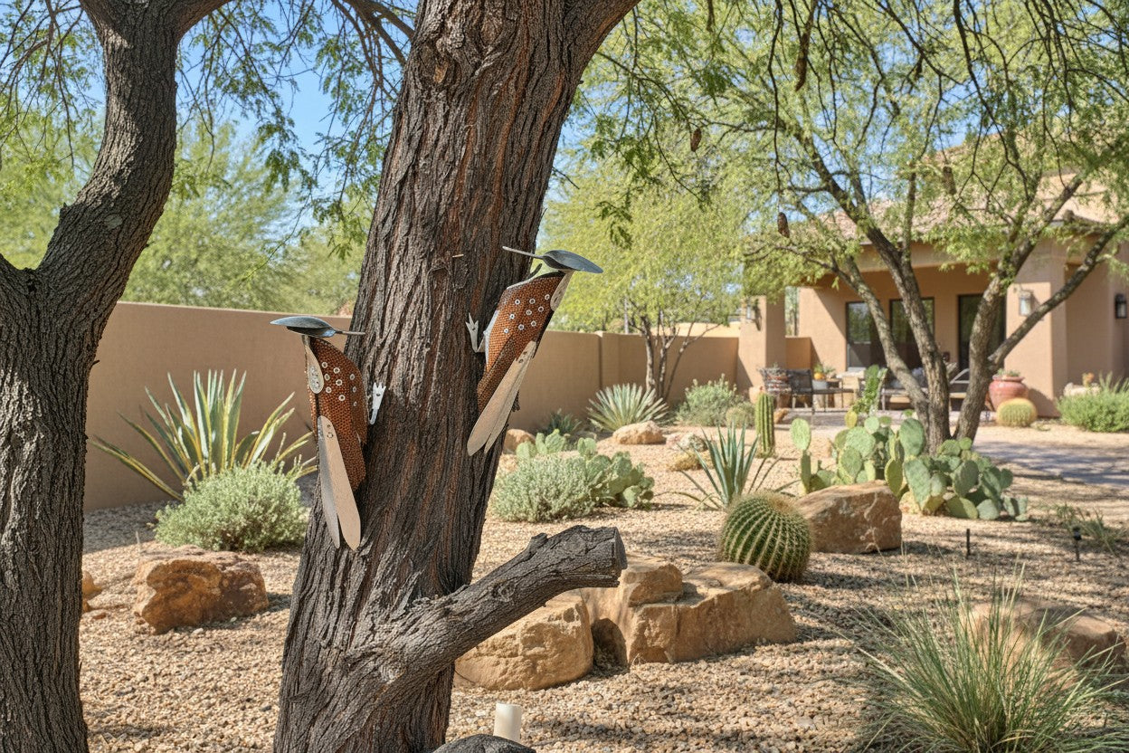 Handmade Metal Woodpecker Sculpture