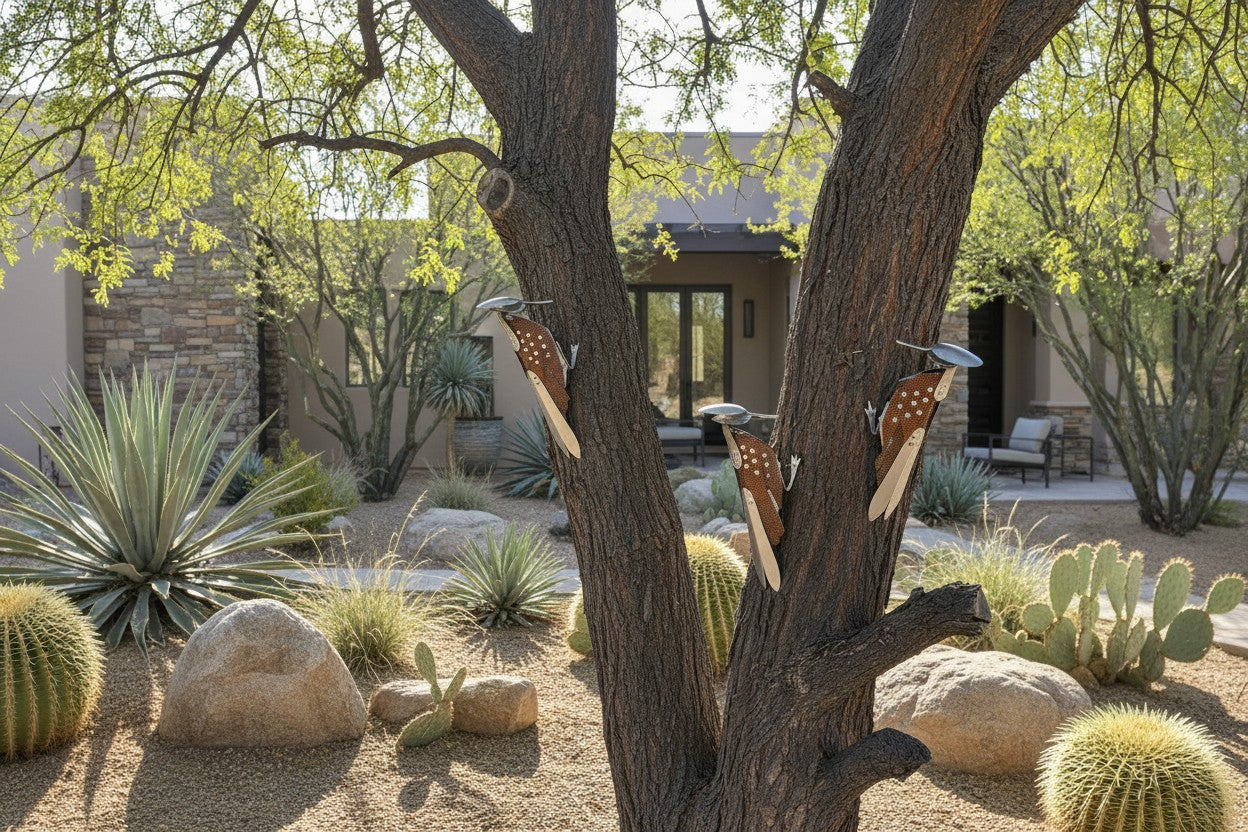 Handmade Metal Woodpecker Sculpture