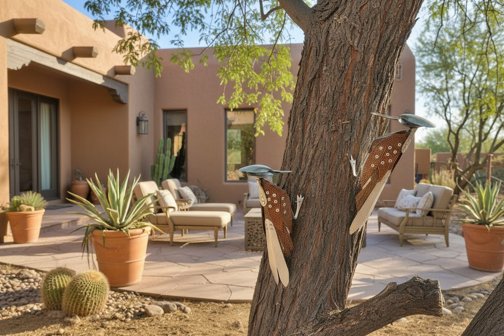 Handmade Metal Woodpecker Sculpture