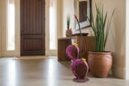 Handmade steel prickly pear cactus sculpture, freestanding