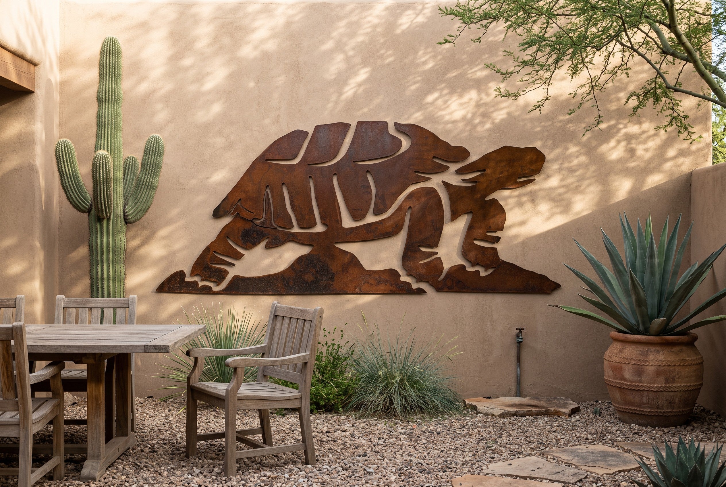 Rusted Steel Tortoise Family Wall Art