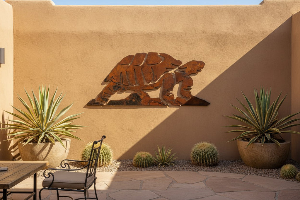 Rusted Steel Tortoise Family Wall Art