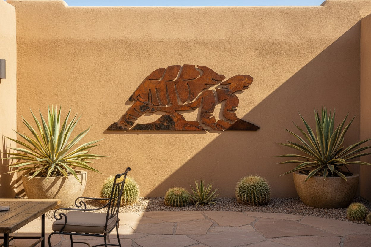 Rusted Steel Tortoise Family Wall Art