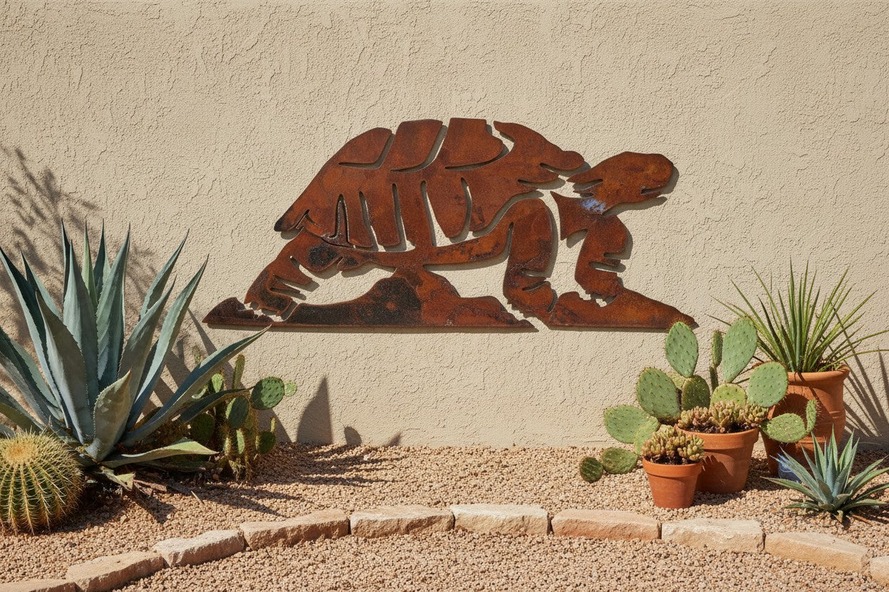 Rusted Steel Tortoise Family Wall Art