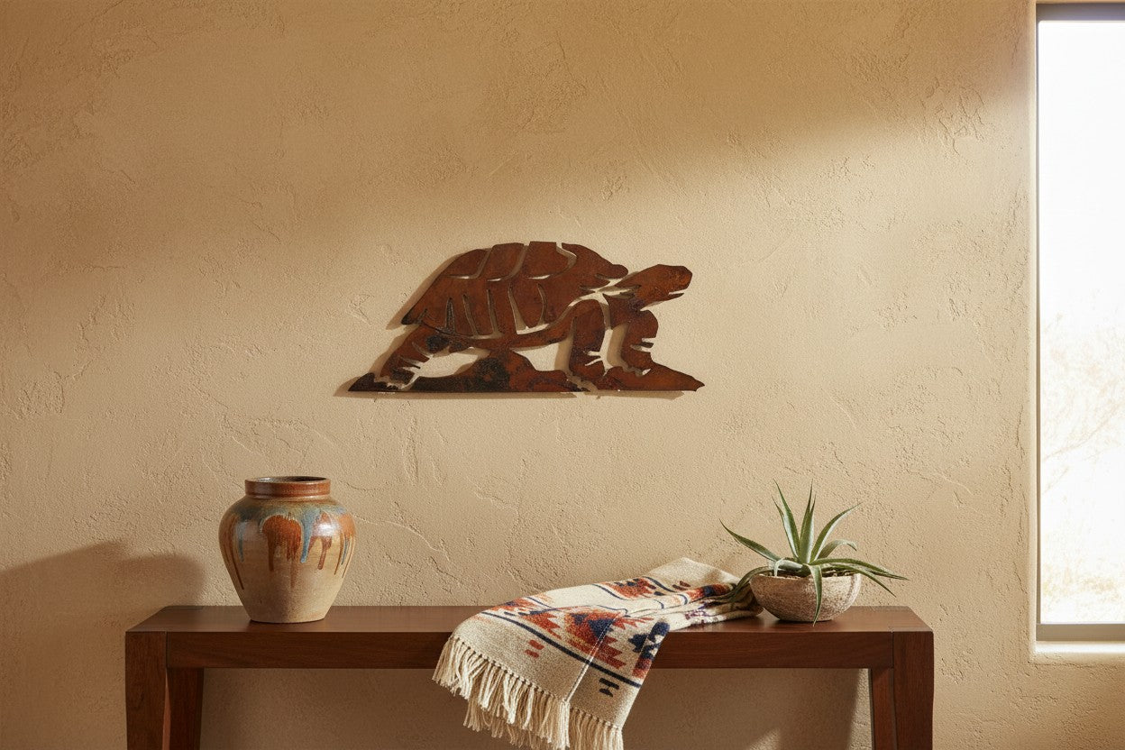 Rusted Steel Tortoise Family Wall Art