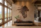 Rusted Steel Mustang Horse Head Wall Art