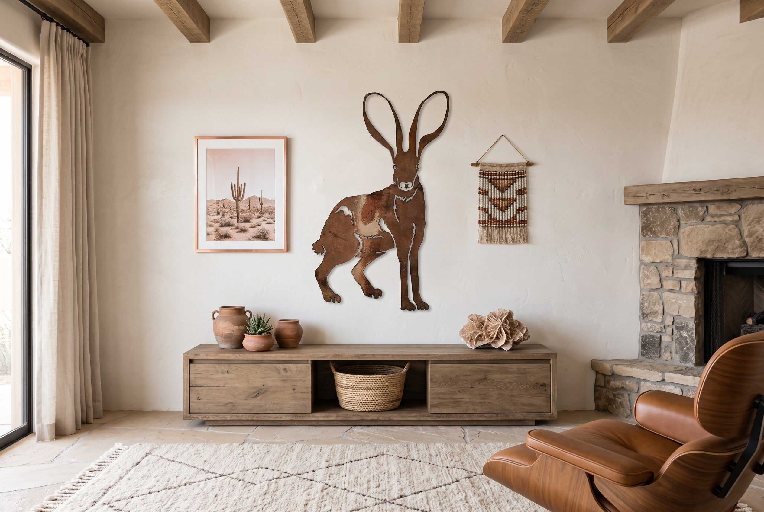 Rusted Steel Jackrabbit Wall Art