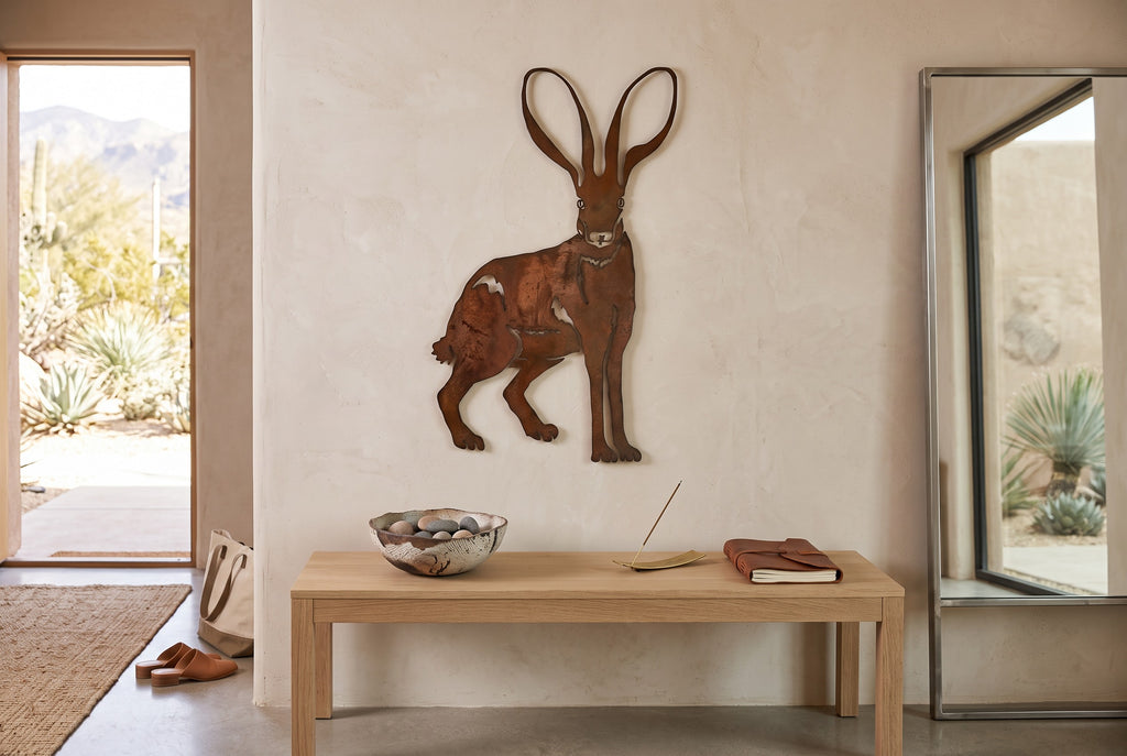 Rusted Steel Jackrabbit Wall Art