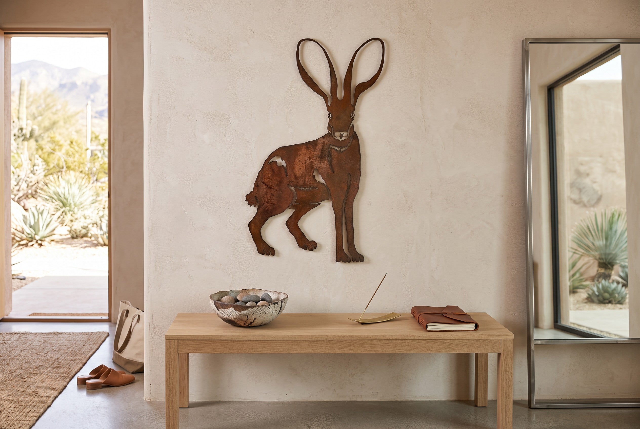 Rusted Steel Jackrabbit Wall Art