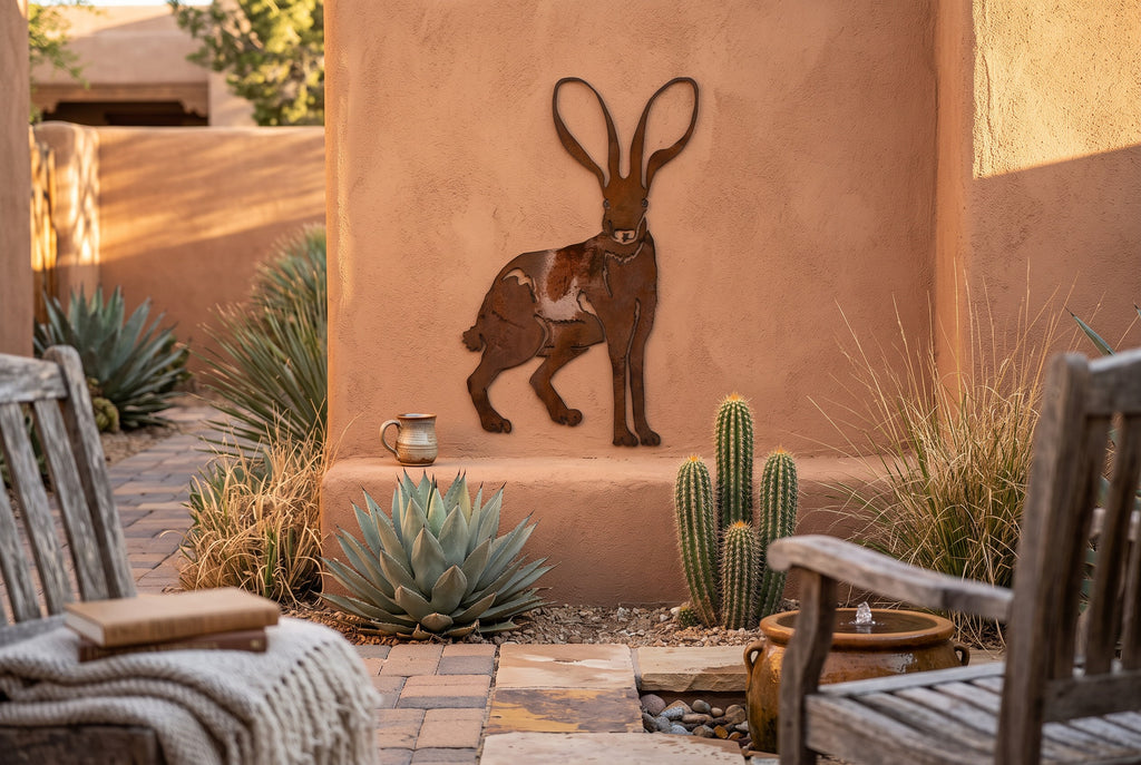 Rusted Steel Jackrabbit Wall Art