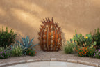 Rusted Steel Barrel Cactus Sculpture