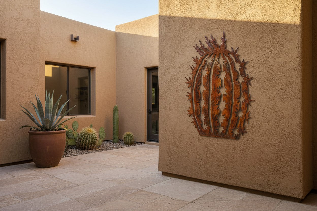 Rusted Steel Barrel Cactus Wall Art