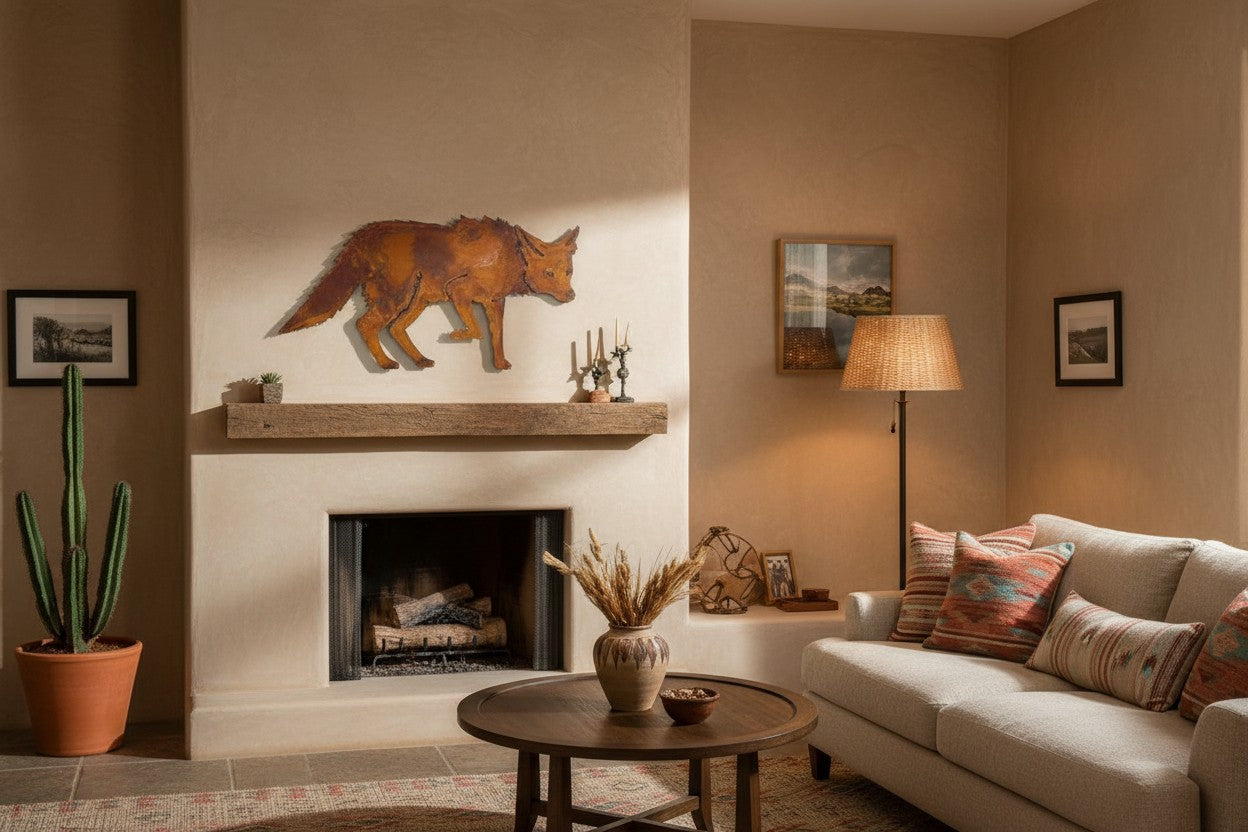 Rusted Steel Prowling Coyote Wall Art