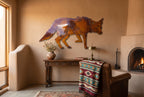 Rusted Steel Prowling Coyote Wall Art