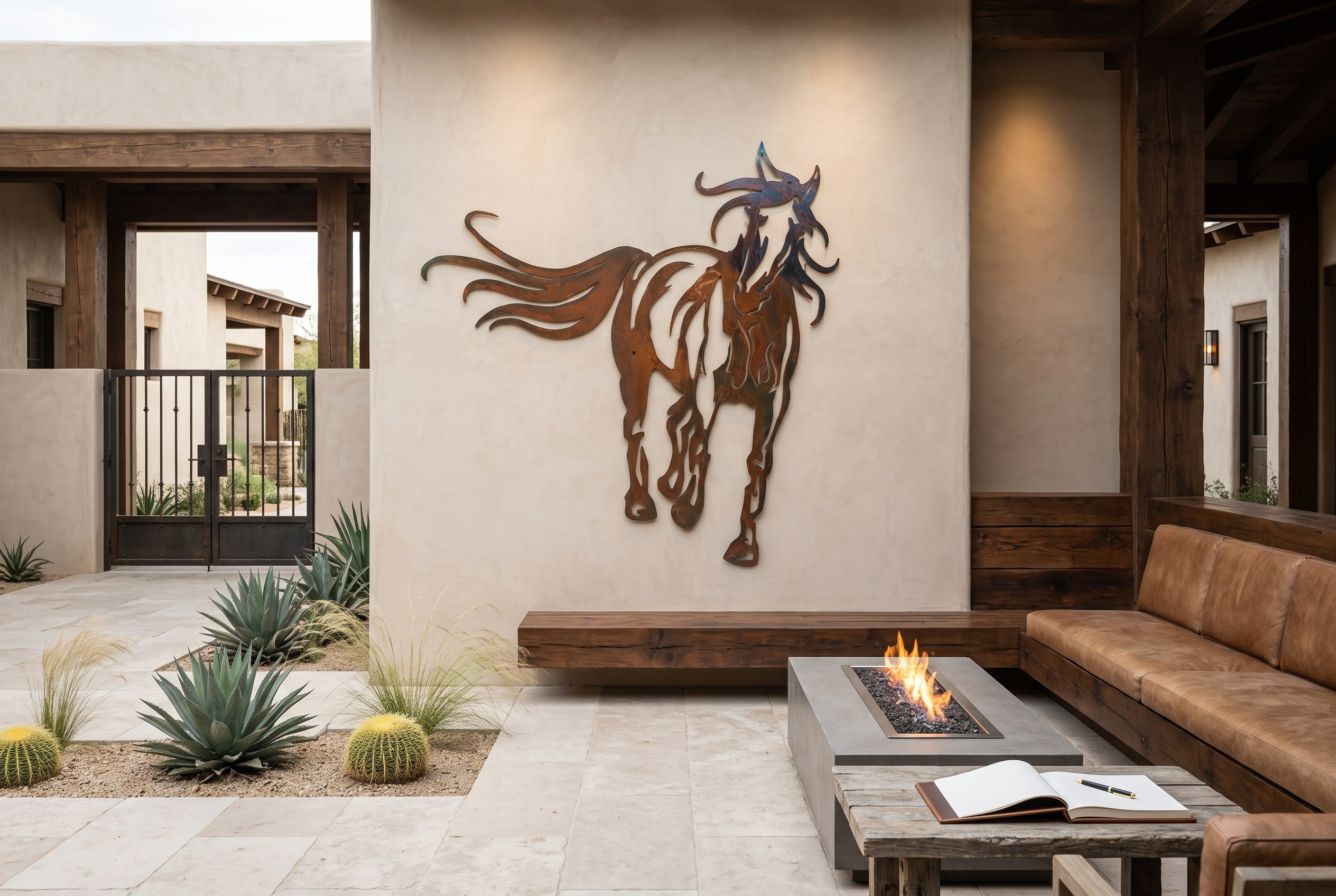 Rusted Steel Running Mustang Wall Art