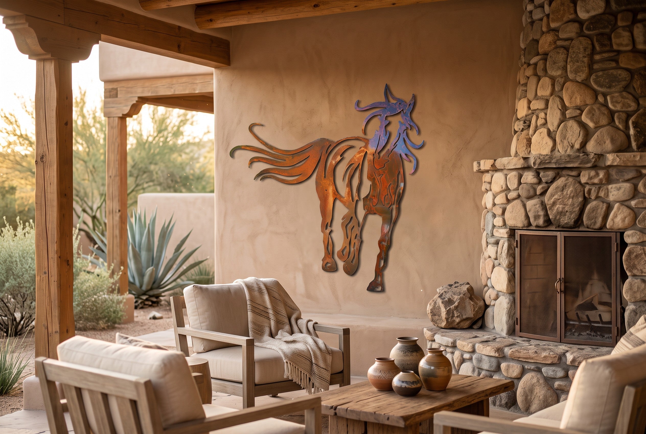 Rusted Steel Running Mustang Wall Art