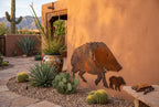 Rusted Steel Javelina and Baby Wall Art