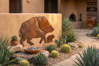 Rusted Steel Javelina and Baby Wall Art