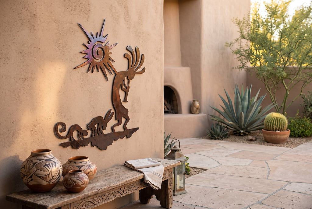 Rusted Steel Kokopelli Parade Wall Art