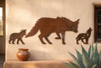 Rusted Steel Coyote Family Wall Art