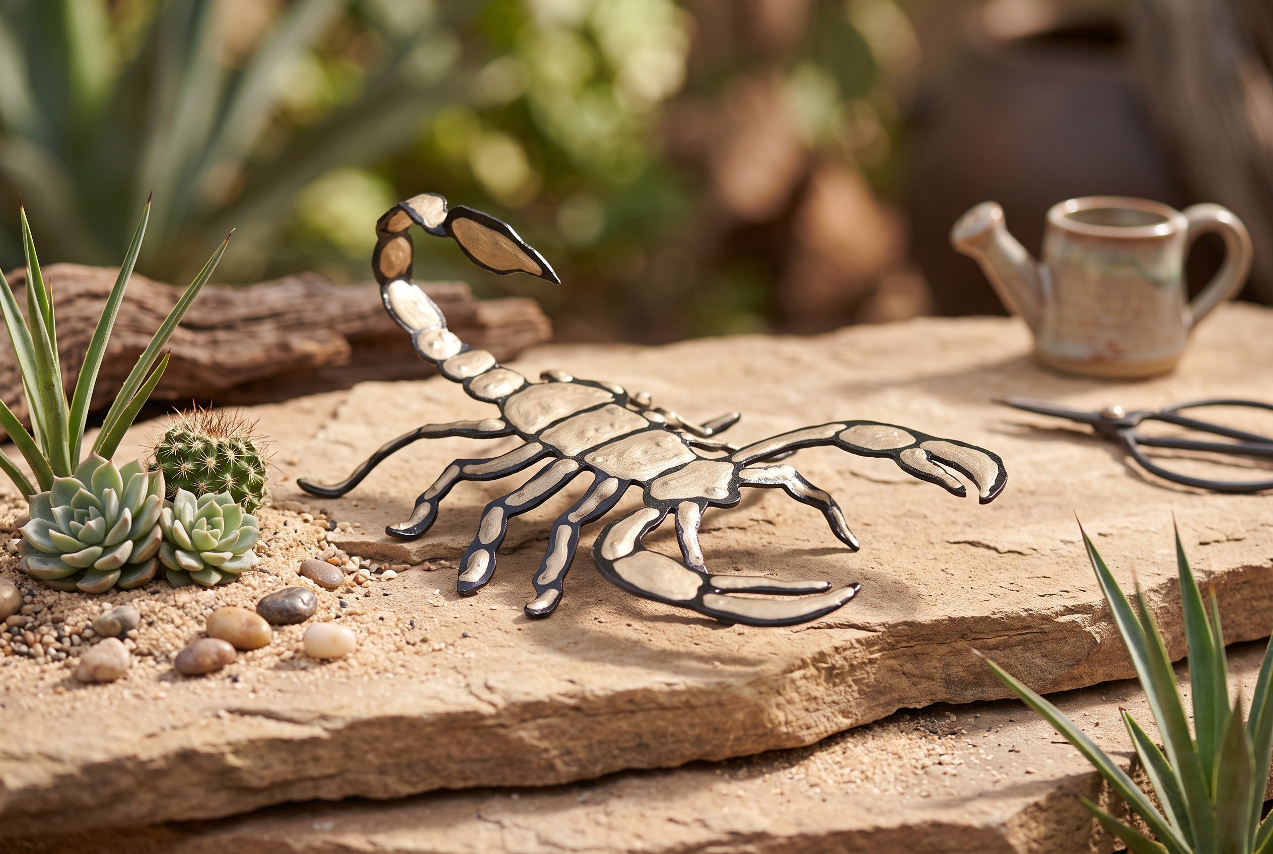 Hand-Painted Steel Scorpion Sculpture